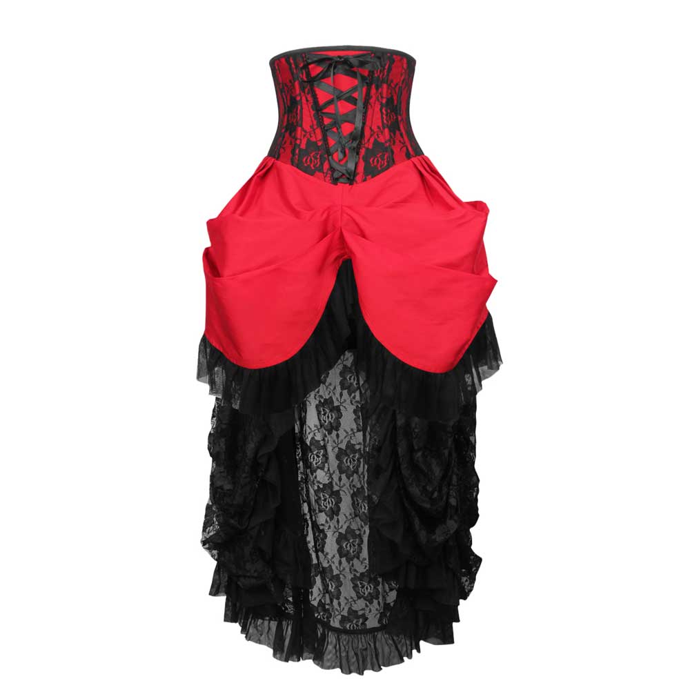 Attitude Corsets - Burlesque underbust corset Hoch niedriger Rock - Rot